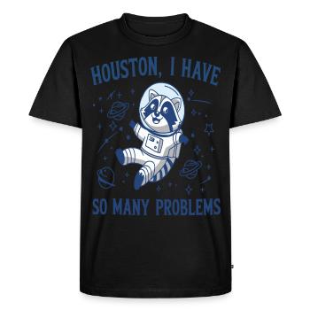 Funny Astronaut Raccoon Space Problems - Men's Premium Organic T-Shirt - black - Front - Nico (187cm)