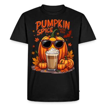 Cool citrouille épicée Toffee Vibes design d’automne - T-shirt Premium bio Homme - noir - Devant - Nico (187cm)