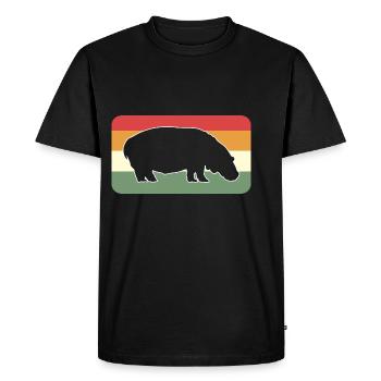 Hippo Retro Animal Keeper Cadeau - T-shirt Premium bio Homme - noir - Devant - Nico (187cm)