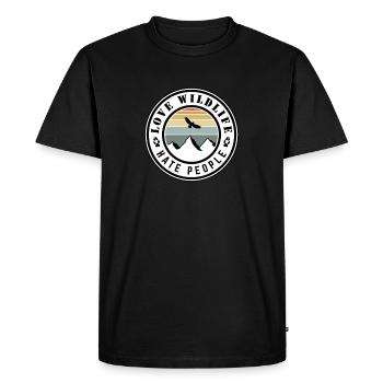 Love wildlife - hate people - Men's Premium Organic T-Shirt - black - Front - Nico (187cm)