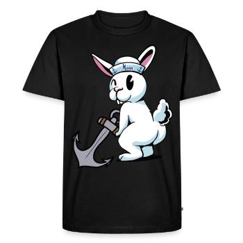Lièvre, Ancre, Marin, Lapin, Maritime, Ahoy - T-shirt Premium bio Homme - noir - Devant - Nico (187cm)