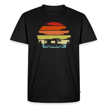 Retro Camping Shirt Vintage Wohnmobil Shirt - Männer Premium Bio T-Shirt - Schwarz - Vorne - Nico (187cm)