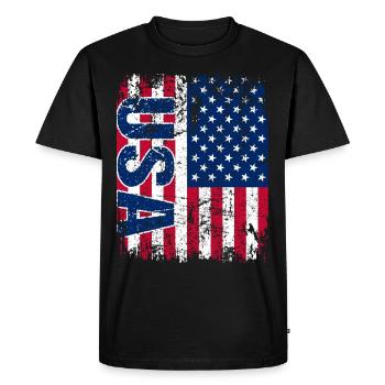USA America United States - T-shirt Premium bio Homme - noir - Devant - Nico (187cm)