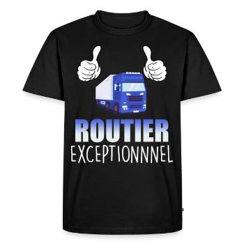 Routier exceptionnnel - T-shirt Premium bio Homme - noir - Devant - Nico (187cm)