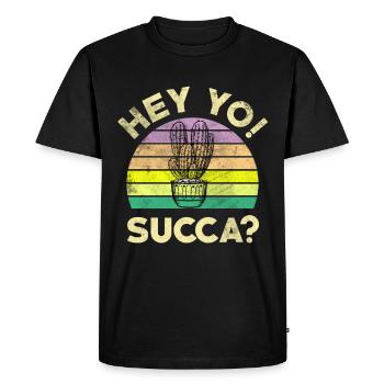 Salut Yo! Succa? Amateurs de cactus végétaux verts - T-shirt Premium bio Homme - noir - Devant - Nico (187cm)