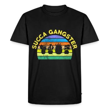 Succa Gangster Plante Verte Cactus Amoureux Hobby - T-shirt Premium bio Homme - noir - Devant - Nico (187cm)