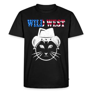 Wild West Cowboy Western Texas Rodeo Meow - T-shirt Premium bio Homme - noir - Devant - Nico (187cm)