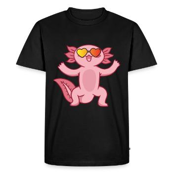 Axolotl Anime Salamandre Mignonne Poisson Animal Rose - T-shirt Premium bio Homme - noir - Devant - Nico (187cm)