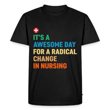 A great day for radical change in - Men's Premium Organic T-Shirt - black - Front - Nico (187cm)