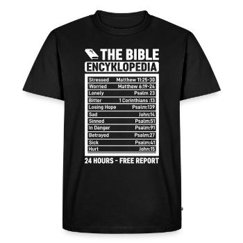 The Bible Encyklopedia 24 heures - Gratuit - T-shirt Premium bio Homme - noir - Devant - Nico (187cm)