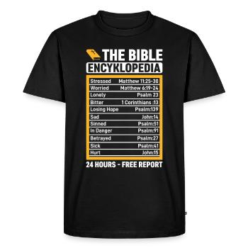 The Bible Encyklopedia 24 hours - Free - Men's Premium Organic T-Shirt - black - Front - Nico (187cm)