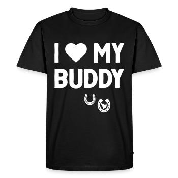 I love my buddy horse hooves heart sign - Men's Premium Organic T-Shirt - black - Front - Nico (187cm)