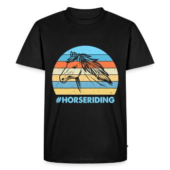 Équitation Coucher de soleil coloré Fond Cheval - T-shirt Premium bio Homme - noir - Devant - Nico (187cm)