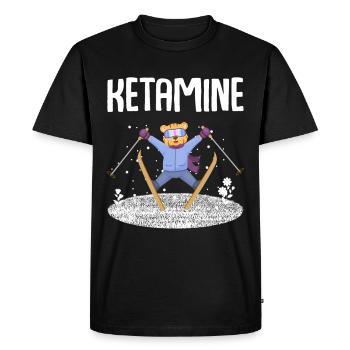 Ketamine Skiing Jumping Bear White - Men's Premium Organic T-Shirt - black - Front - Nico (187cm)