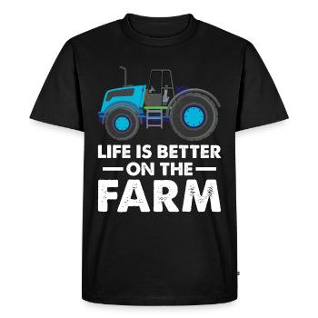 La vie est meilleure sur le tracteur agricole - T-shirt Premium bio Homme - noir - Devant - Nico (187cm)