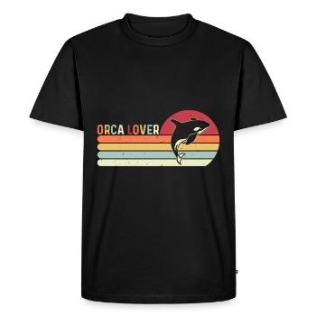 Orca Lovers Sea Creatures Protect Sunset - Men's Premium Organic T-Shirt - black - Front - Nico (187cm)