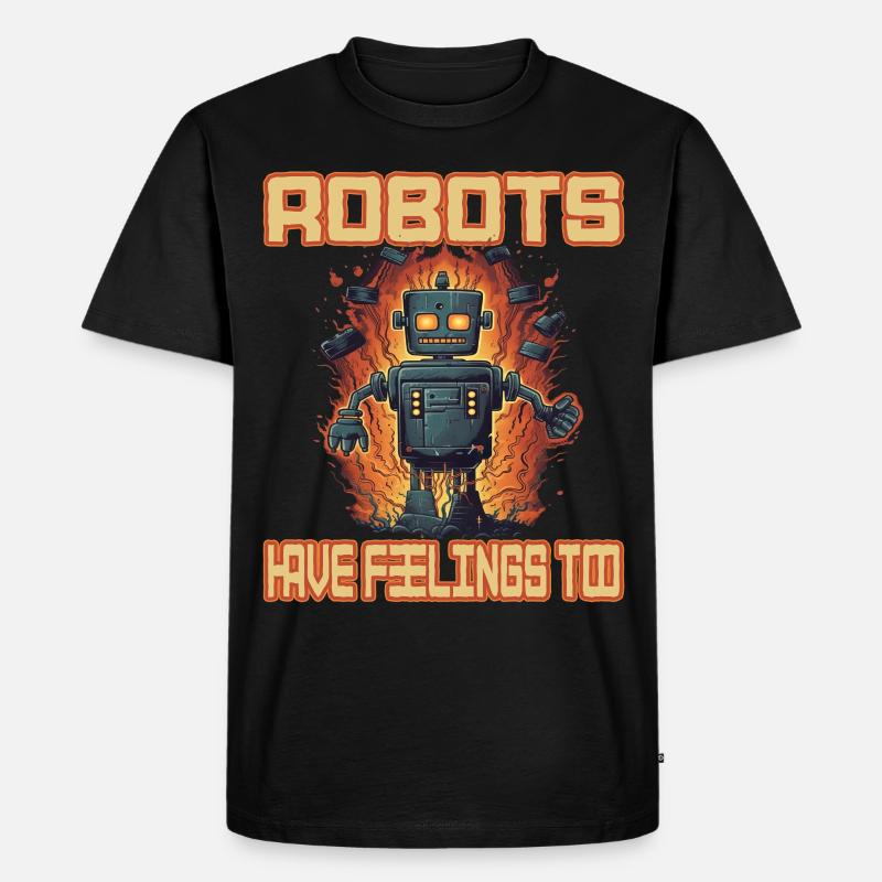 Robots Have Feeling Too - Männer Premium Bio T-Shirt - Schwarz
