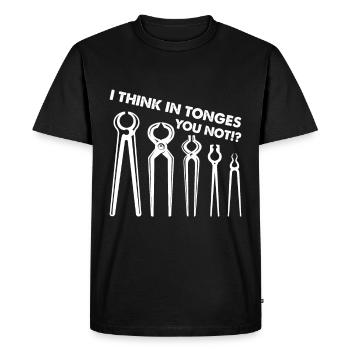 Je pense que non?!? Forgeron à sabot de fer - T-shirt Premium bio Homme - noir - Devant - Nico (187cm)