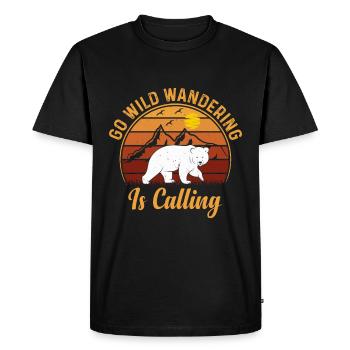 Go Wild Wandering appelle Bear Nature Mountain - T-shirt Premium bio Homme - noir - Devant - Nico (187cm)