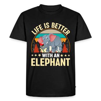 La vie est meilleure avec une forêt de fond d’éléphant - T-shirt Premium bio Homme - noir - Devant - Nico (187cm)