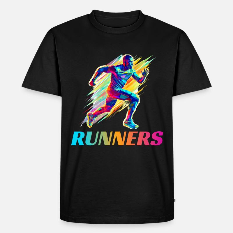 Dynamische Läufer Lauf Wettkampf - Männer Premium Bio T-Shirt - Schwarz