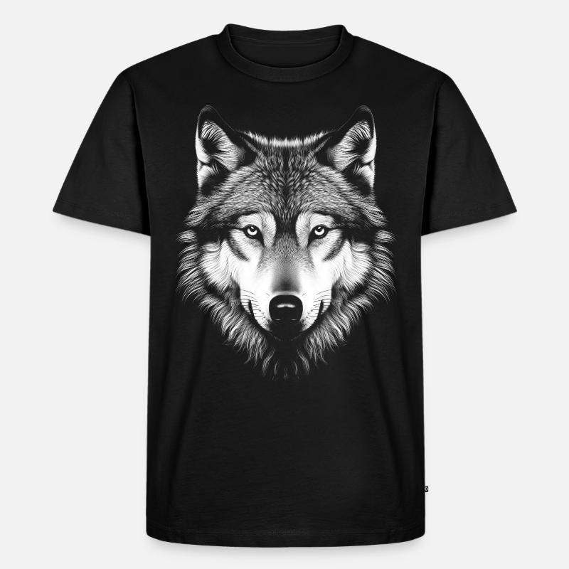 Geist des Wolfes - Männer Premium Bio T-Shirt - Schwarz
