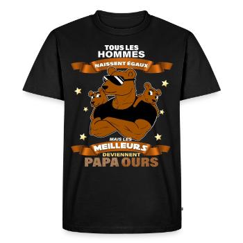 Papa Ours Et Ses Oursons Cadeau Homme - T-shirt Premium bio Homme - noir - Devant - Nico (187cm)