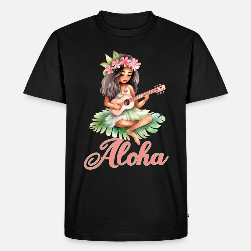 Urlaub Polynesier Strand Ukulele - Männer Premium Bio T-Shirt - Schwarz