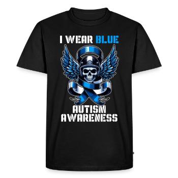Biker wear blue for autism awareness - Men's Premium Organic T-Shirt - black - Front - Nico (187cm)