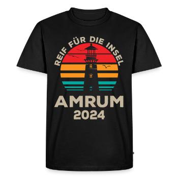 Amrum 2024 Recreational Trip Lighthouse Motif - Men's Premium Organic T-Shirt - black - Front - Nico (187cm)