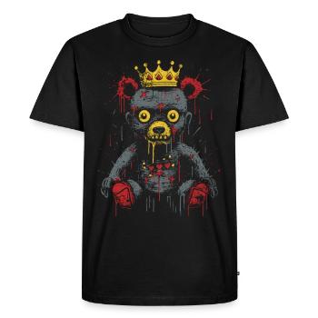Halloween Zombie Teddy with Crown - Men's Premium Organic T-Shirt - black - Front - Nico (187cm)
