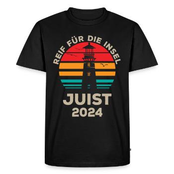 Juist 2024 - Conception du phare de l’île de loisirs à l’état pur - T-shirt Premium bio Homme - noir - Devant - Nico (187cm)
