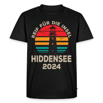 Hiddensee 2024 Holiday Anticipation Lighthouse Design - Men's Premium Organic T-Shirt - black - Front - Nico (187cm)