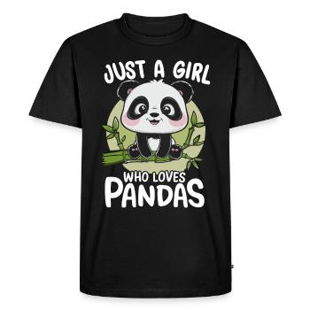 Juste une fille qui aime les pandas - T-shirt Premium bio Homme - noir - Devant - Nico (187cm)