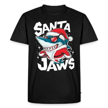 Santa Jaws Funny Shark Christmas Shirt - Men's Premium Organic T-Shirt - black - Front - Nico (187cm)