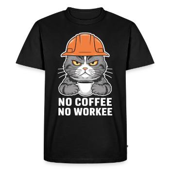 No Coffee No Work Cat Design - Men's Premium Organic T-Shirt - black - Front - Nico (187cm)