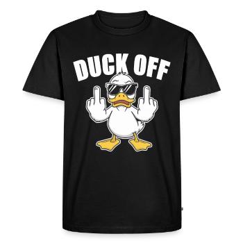 Duck Off Drôle Canard Design - T-shirt Premium bio Homme - noir - Devant - Nico (187cm)