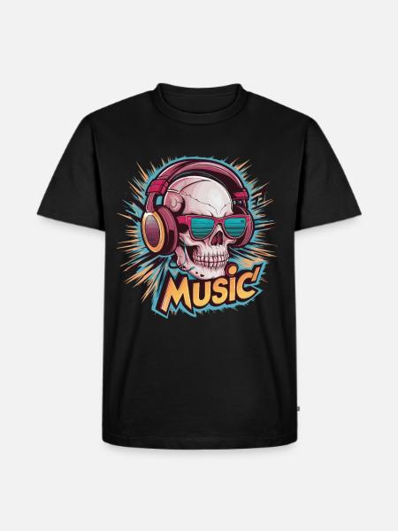 Coole Kopfhörer Musikliebhaber - Männer Premium Bio T-Shirt - Schwarz