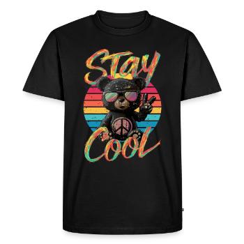 Retro-Friedensbär mit Sonnenbrille für Bären - Männer Premium Bio T-Shirt - Schwarz - Vorne - Nico (187cm)
