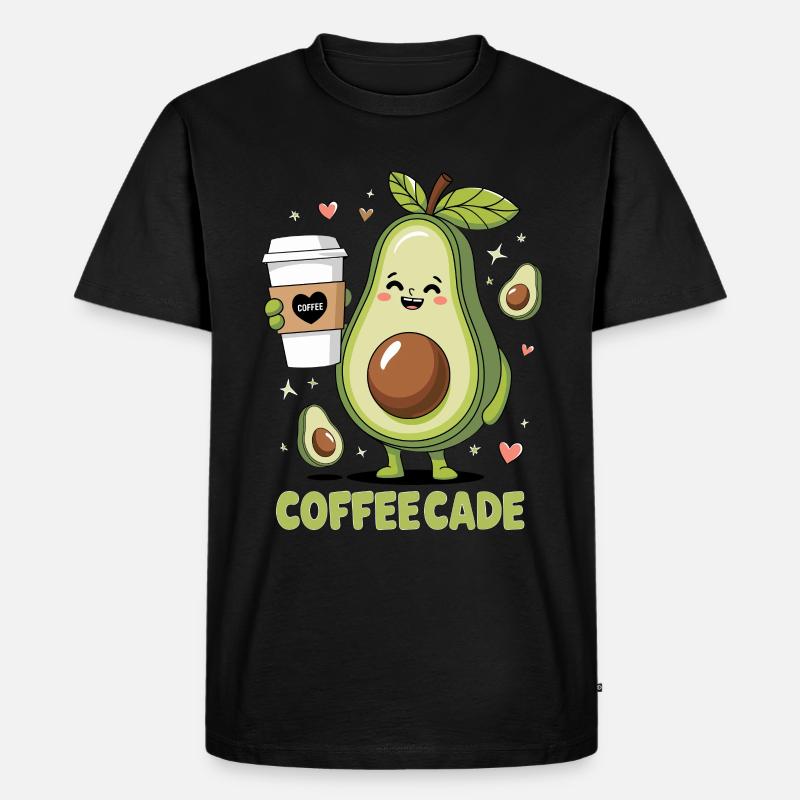 Cute Avocado Holding Coffee - Männer Premium Bio T-Shirt - Schwarz