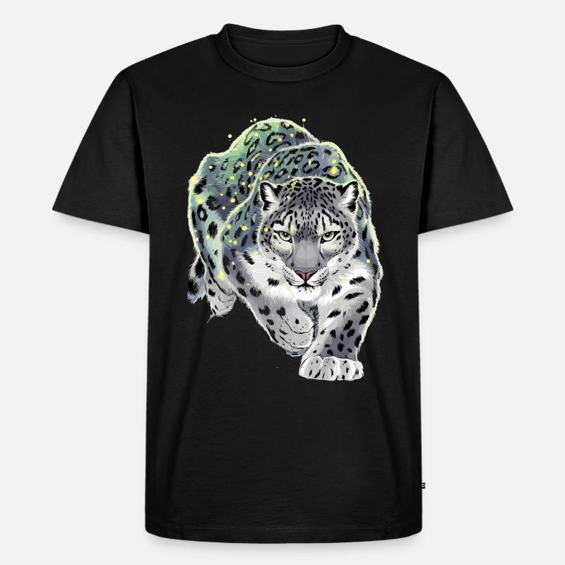Schneeleopard Leopard Raubkatze - Männer Premium Bio T-Shirt - Schwarz