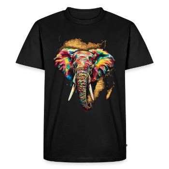 Afrique Éléphant Safari Jungle Art - T-shirt Premium bio Homme - noir - Devant - Nico (187cm)