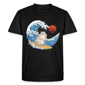Capybara surfant sur les vagues en été - T-shirt Premium bio Homme - noir - Devant - Nico (187cm)