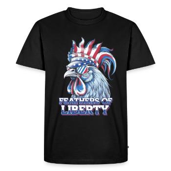 Liberté Coq Plumes d’Amérique Liberté - T-shirt Premium bio Homme - noir - Devant - Nico (187cm)