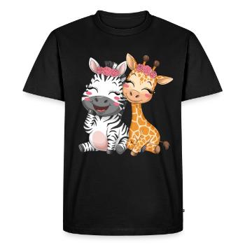 Zèbre et girafe mignons pour les enfants - T-shirt Premium bio Homme - noir - Devant - Nico (187cm)