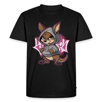 Kangaroo Street Art Graffiti Urban Style with Hoodie - Men's Premium Organic T-Shirt - black - Front - Nico (187cm)