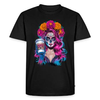 Dia de los Muertos Café avec Belle Femme de - T-shirt Premium bio Homme - noir - Devant - Nico (187cm)