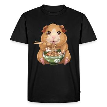 Fan de Ramen Cochon d’Inde - Mignon - T-shirt Premium bio Homme - noir - Devant - Nico (187cm)