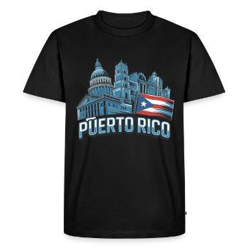Porto Rico Bâtiments Caraïbes Architecture San Juan - T-shirt Premium bio Homme - noir - Devant - Nico (187cm)