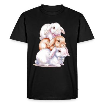 Pile de lapin mignonne pour les amateurs de lapins - T-shirt Premium bio Homme - noir - Devant - Nico (187cm)